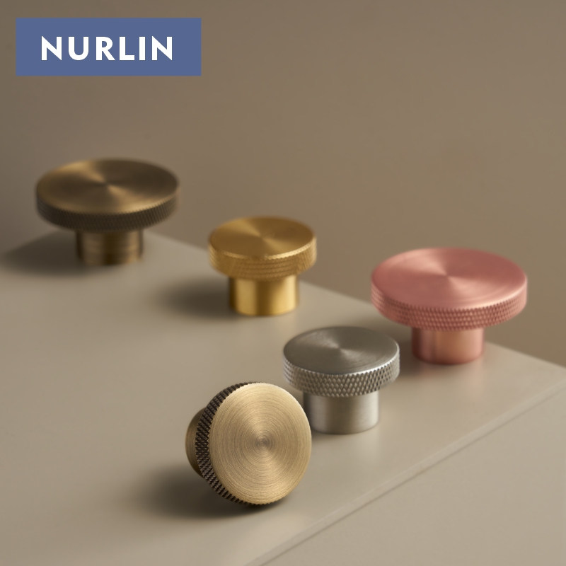 Drawer Pull Gold - Nurlin Knurled Solid Brass Cabinet knobs