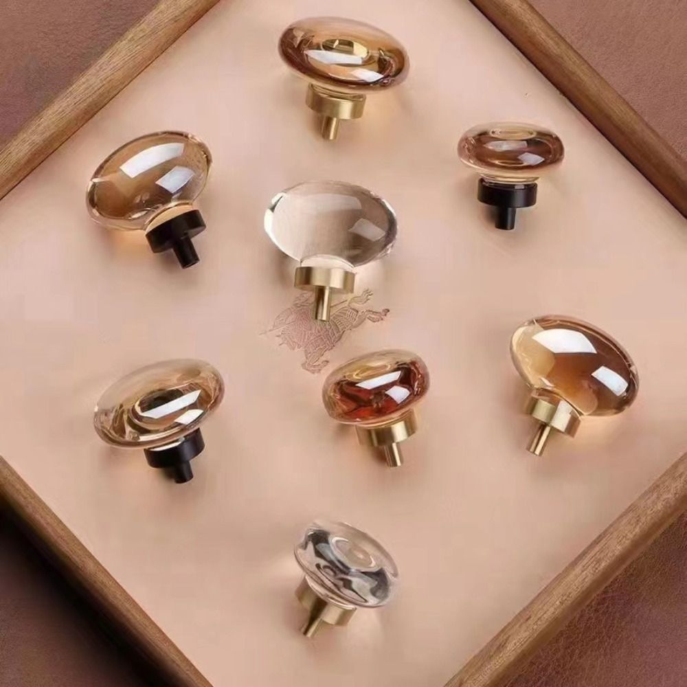 Drawer Pull Gold - Crystal Glass Furniture Handle Champagne /