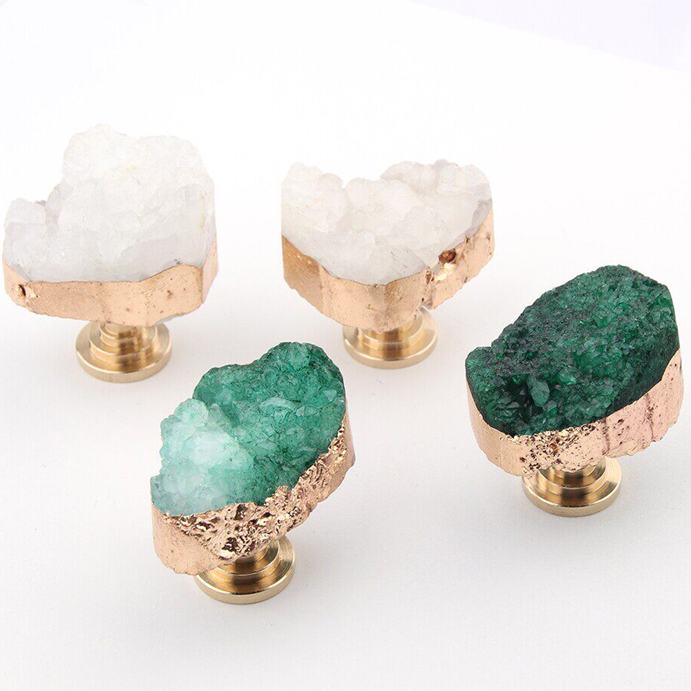 Natural White Crystal Tooth Pl - Drawer Pull Gold recension och pris